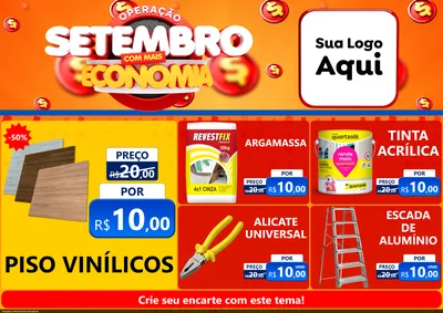 Modelo de Encarte para Encarte A4 Horizontal com o tema Operação Setembro Com Muita Economia para Material para Construção