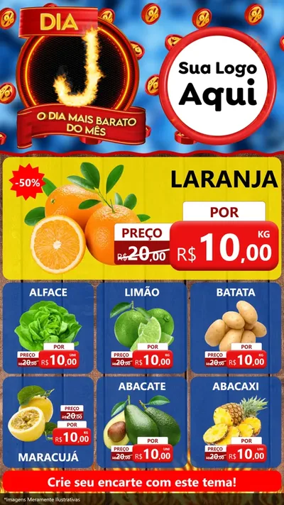 Modelo de Rede Social para Stories com o tema Dia J - O Dia Mais Barato Do Mês para Hortifrúti