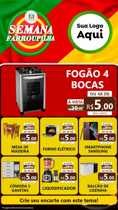 Modelo de Rede Social para Stories com o tema Semana Farroupilha para Móveis e Eletro