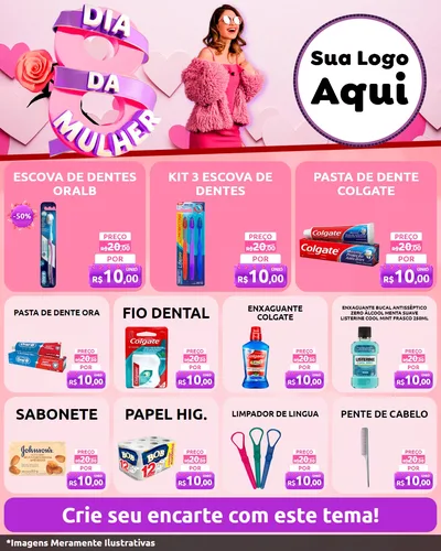 Modelo de Rede Social para Feed Instagram com o tema Dia da Mulher para Higiene Pessoal