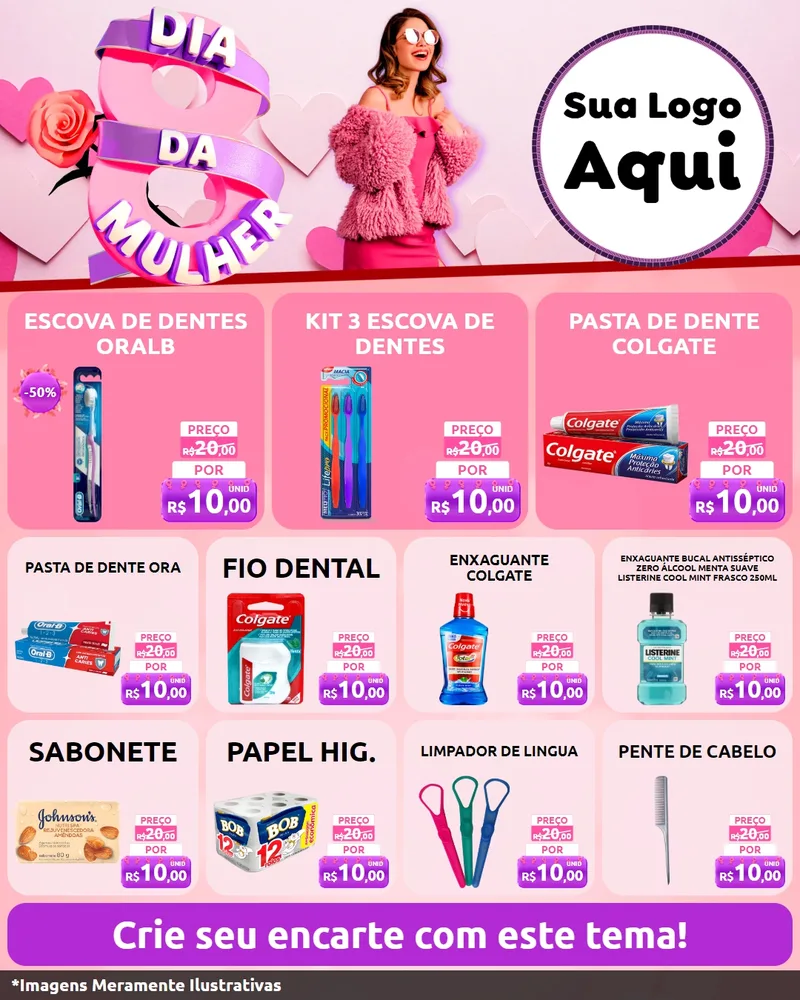 Modelo de Rede Social para Feed Instagram com o tema Dia da Mulher para Higiene Pessoal
