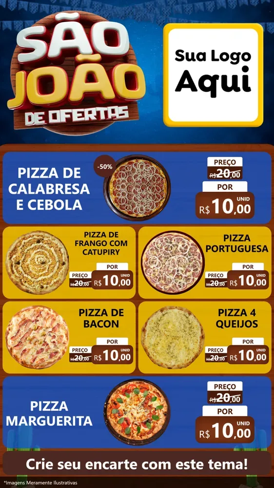 Modelo de TV para TV Vertical com o tema São João Ofertas Imbatíveis! - Junina para Pizzaria