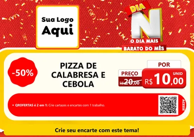 Modelo de Cartaz para Cartaz A4 Horizontal com o tema Dia N o Dia Mais Barato do Mês para Pizzaria