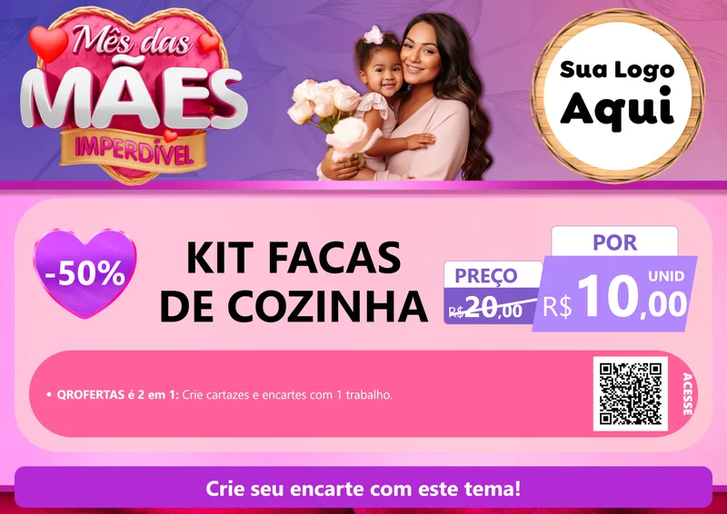 Modelo de Cartaz para Cartaz A4 Horizontal com o tema Mês das Mães Imperdível para Utilidades Domésticas