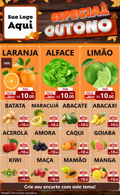 Modelo de Encarte para Encarte Grande com o tema Especial Outono para Hortifrúti