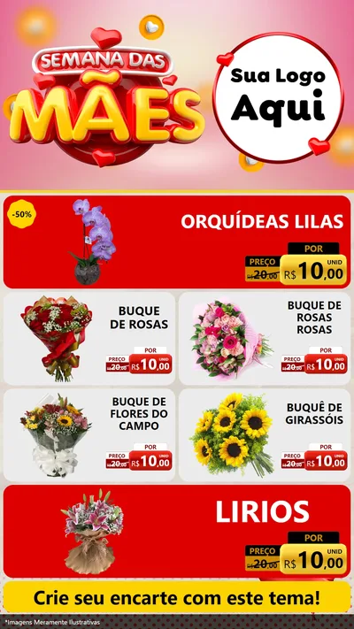 Modelo de TV para TV Vertical com o tema Semana das Mães para Floricultura e jardim