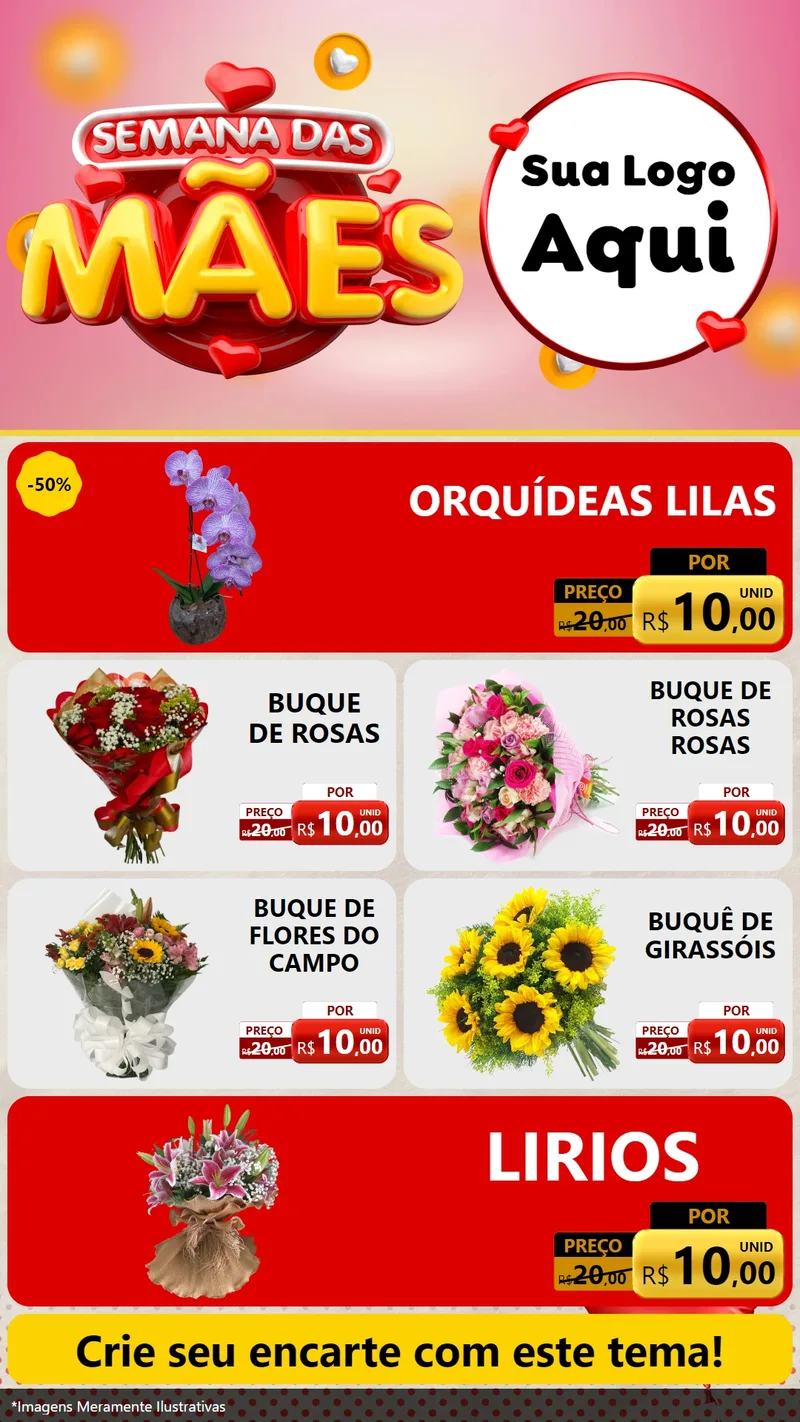 Modelo de TV para TV Vertical com o tema Semana das Mães para Floricultura e jardim