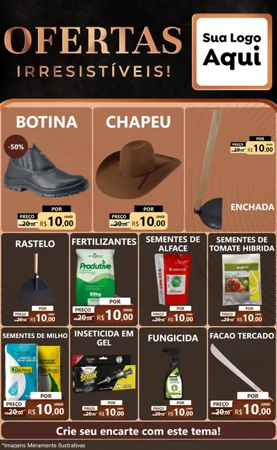 Modelo de Encarte para Encarte Grande com o tema Ofertas Irresistíveis! para Agropecuária