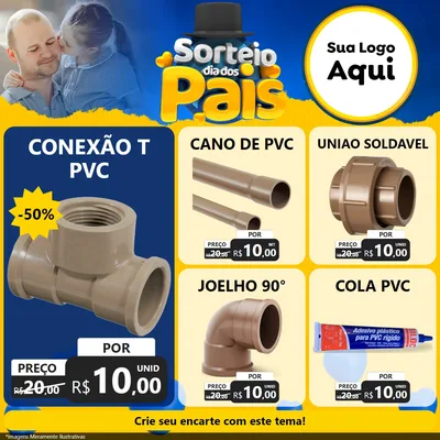 Modelo de Rede Social para Feed Facebook com o tema Sorteio Dia Dos Pais para Tubos e conexões