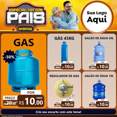 Modelo de Rede Social para Feed Facebook com o tema Especial Dia dos Pais para Água e gás