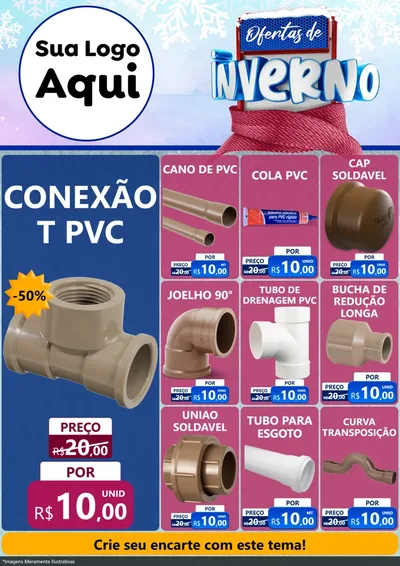 Modelo de Encarte para Encarte A4 Vertical com o tema Ofertas de Inverno para Tubos e conexões