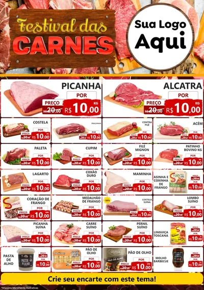 Modelo de Encarte para Encarte A4 Vertical com o tema Festival das Carnes para Açougue