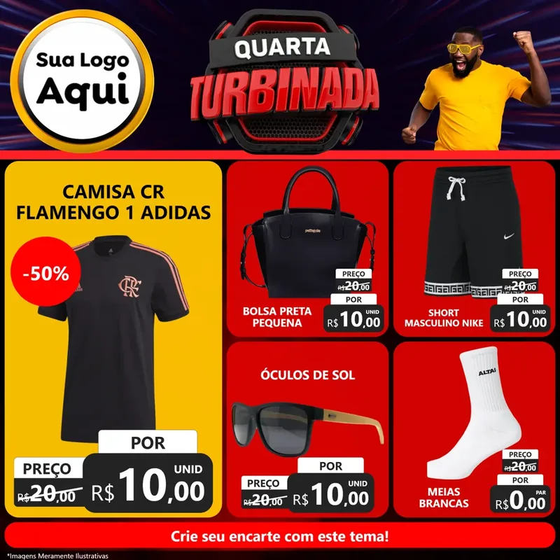 Modelo de Rede Social para Feed Facebook com o tema Quarta Turbinada para Roupas e acessórios