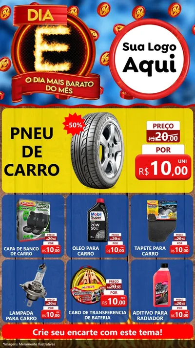Modelo de Rede Social para Stories com o tema Dia E - O Dia Mais Barato Do Mês para Auto peças