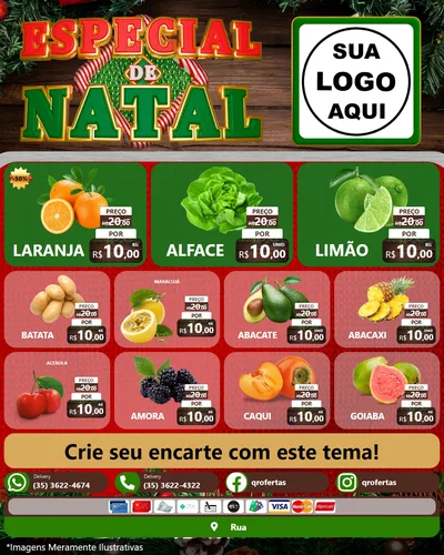 Modelo de Rede Social para Feed Instagram com o tema Especial de Natal para Hortifrúti
