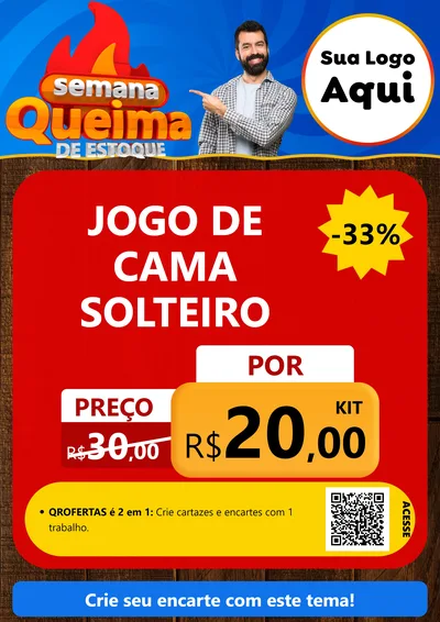 Modelo de Cartaz para Cartaz A4 Vertical com o tema Semana Queima de Estoque para Cama, Mesa e Banho