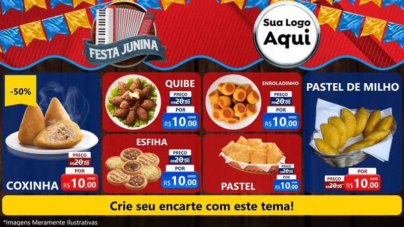 Modelo de TV para TV Horizontal com o tema Festa Junina para Salgadaria
