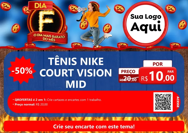 Modelo de Cartaz para Cartaz A4 Horizontal com o tema Dia F - O Dia Mais Barato Do Mês para Calçados