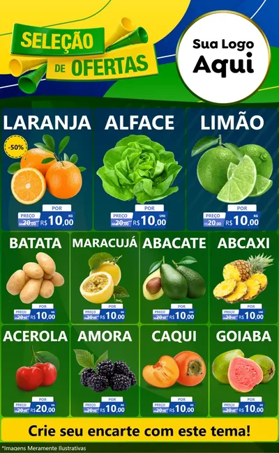 Modelo de Encarte para Encarte Grande com o tema Seleção de Ofertas - Copa para Hortifrúti