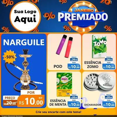 Modelo de Rede Social para Feed Facebook com o tema Janeiro Premiado para Tabacaria