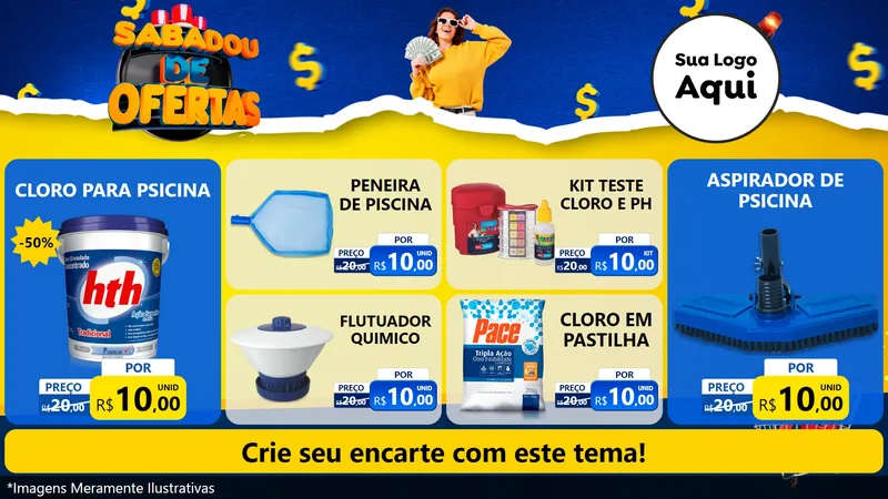 Modelo de TV para TV Horizontal com o tema Sabadou de Ofertas para Produtos para Piscina