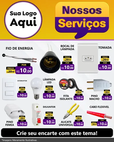 Modelo de Rede Social para Feed Instagram com o tema Nossos Serviços para Materiais Elétricos