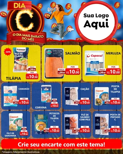 Modelo de Rede Social para Feed Instagram com o tema Dia C - O Dia Mais Barato Do Mês para Peixaria