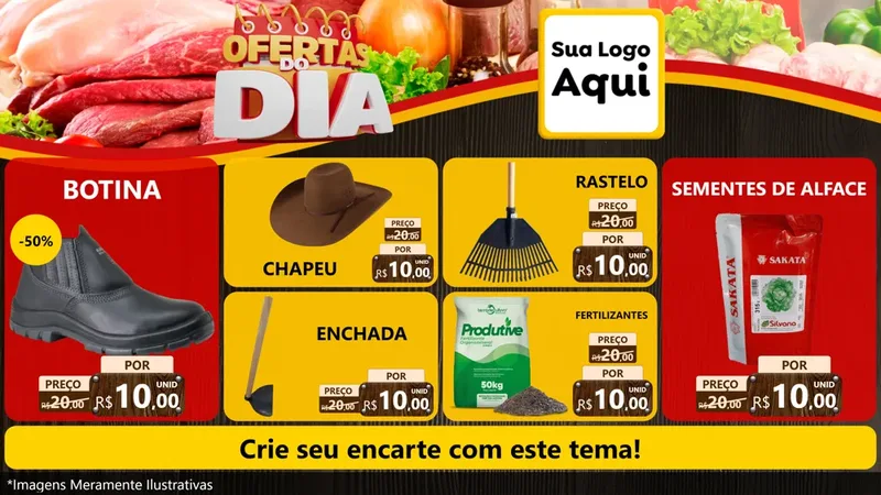 Modelo de TV para TV Horizontal com o tema Ofertas do Dia para Agropecuária