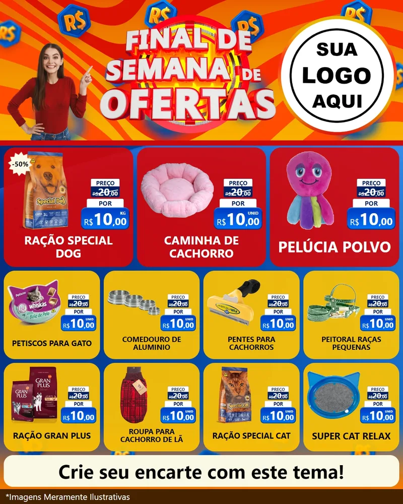Modelo de Rede Social para Feed Instagram com o tema Final de Semana de Ofertas para Pet Shop
