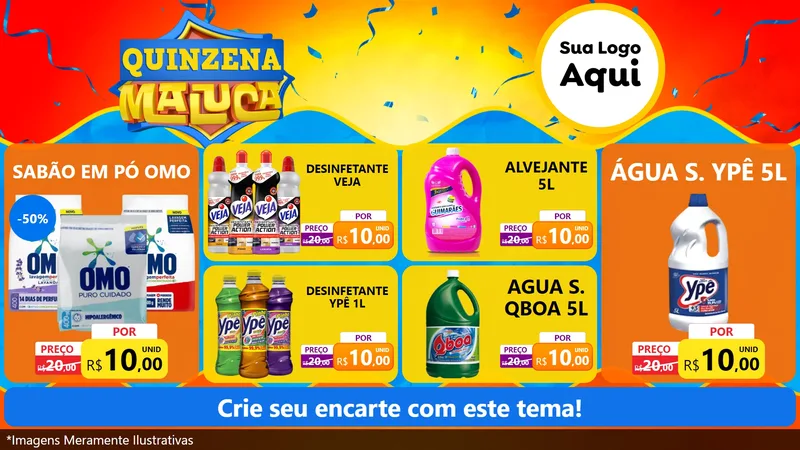 Modelo de TV para TV Horizontal com o tema Quinzena Maluca para Produtos de Limpeza