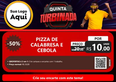 Modelo de Cartaz para Cartaz A4 Horizontal com o tema Quinta Turbinada para Pizzaria