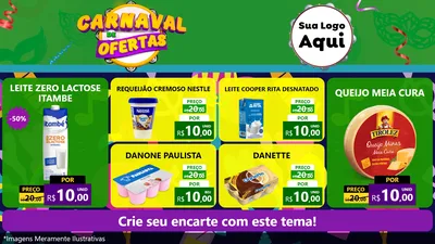 Modelo de TV para TV Horizontal com o tema Carnaval de Ofertas para Frios e Laticínios