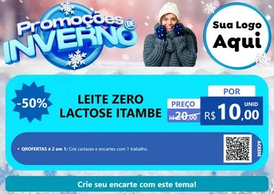 Modelo de Cartaz para Cartaz A4 Horizontal com o tema Promoções de Inverno para Frios e Laticínios