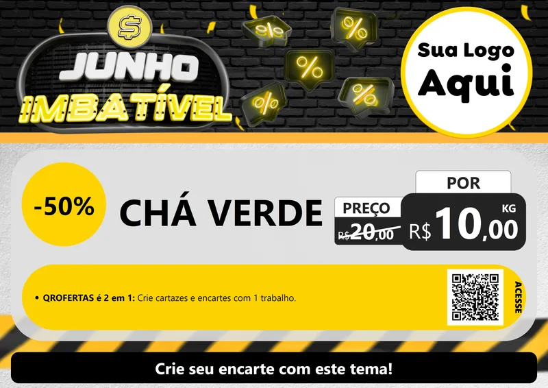 Modelo de Cartaz para Cartaz A4 Horizontal com o tema Junho Imbatível para Produtos Naturais