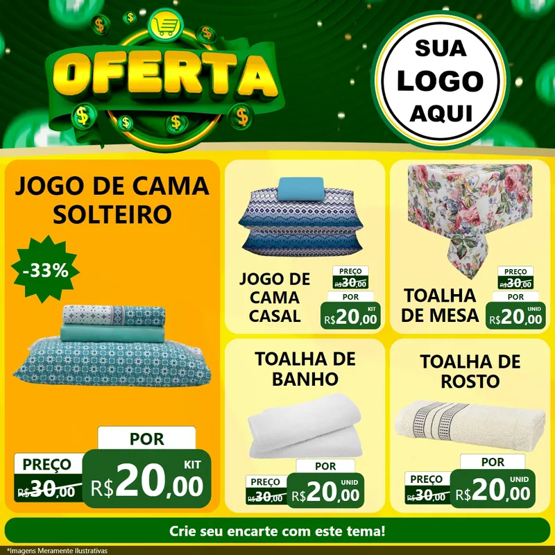 Modelo de Rede Social para Feed Facebook com o tema Oferta para Cama, Mesa e Banho