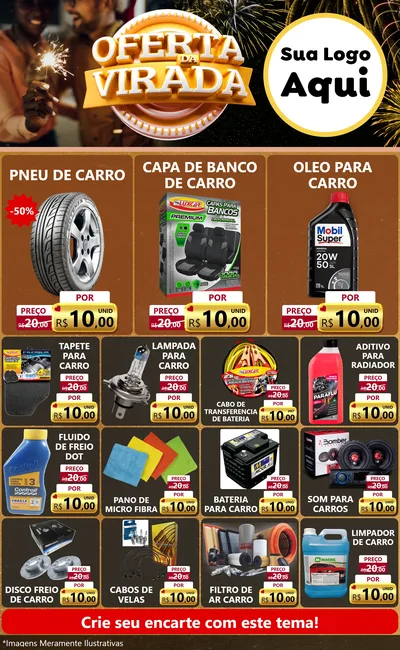 Modelo de Encarte para Encarte Grande com o tema Oferta da Virada para Auto peças