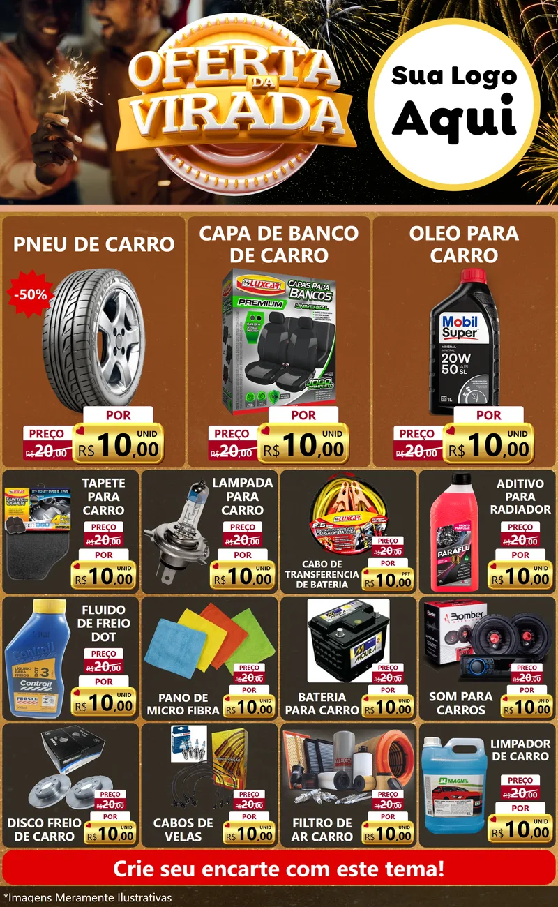Modelo de Encarte para Encarte Grande com o tema Oferta da Virada para Auto peças