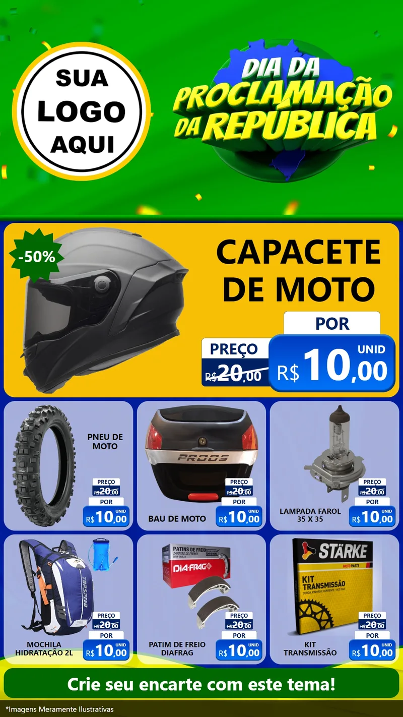Modelo de Rede Social para Stories com o tema Dia Da Proclamação Da República para Moto peças