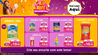Modelo de TV para TV Horizontal com o tema Carnaval de Ofertas para Supermercado