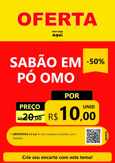 Modelo de Cartaz para Cartaz A4 Vertical com o tema OFERTA - Vermelho Cartaz para Produtos de Limpeza
