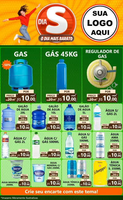 Modelo de Encarte para Encarte Grande com o tema Dia S - O Dia Mais Barato para Água e gás