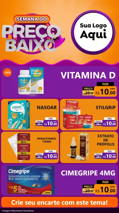 Modelo de TV para TV Vertical com o tema Semana do Preço Baixo para Farmácia