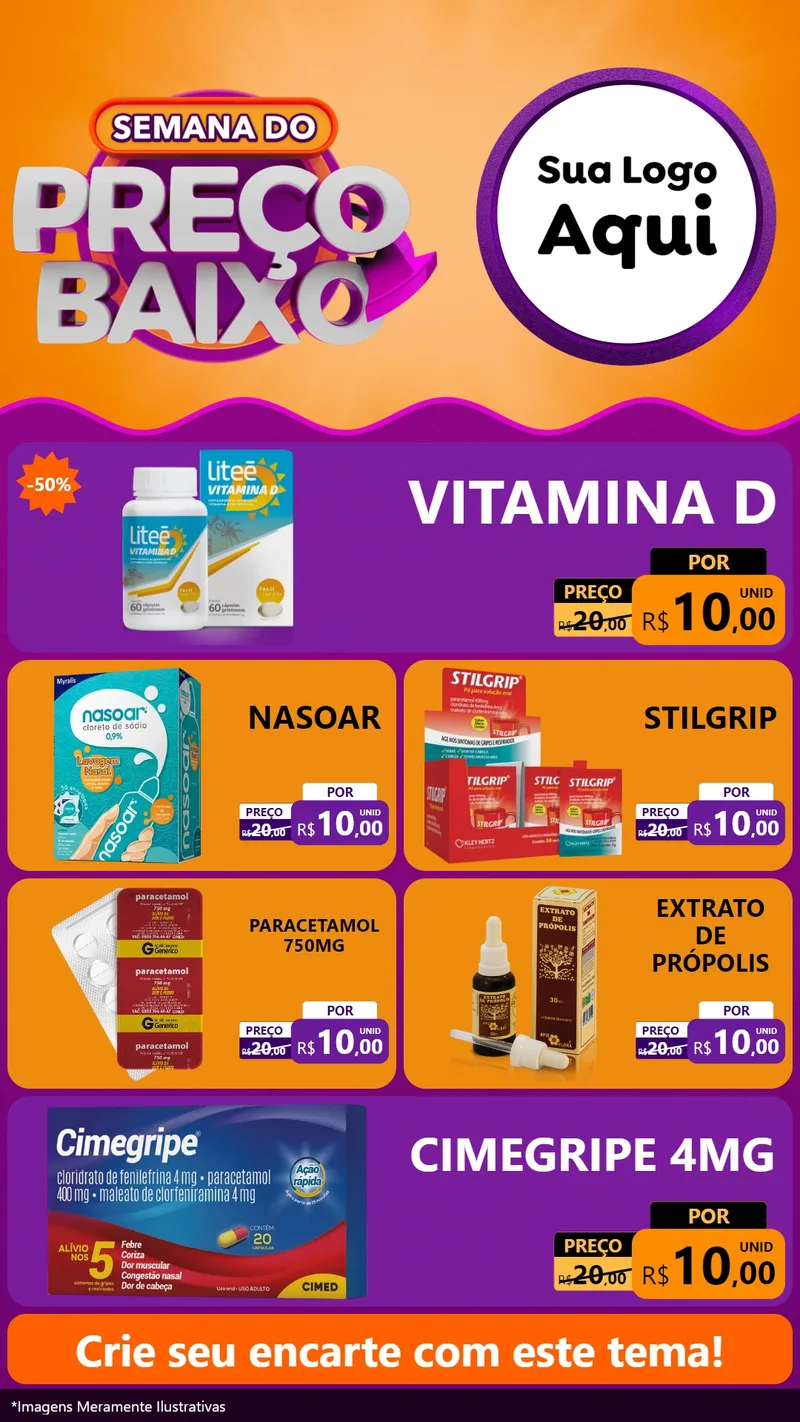 Modelo de TV para TV Vertical com o tema Semana do Preço Baixo para Farmácia