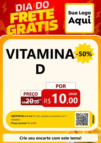 Modelo de Cartaz para Cartaz A4 Vertical com o tema Dia do Frete Grátis para Farmácia