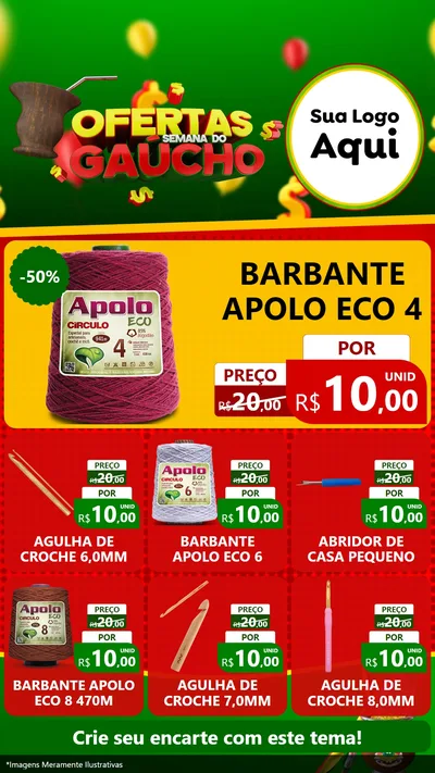 Modelo de Rede Social para Stories com o tema Ofertas Semana Do Gaúcho para Armarinho e Aviamentos