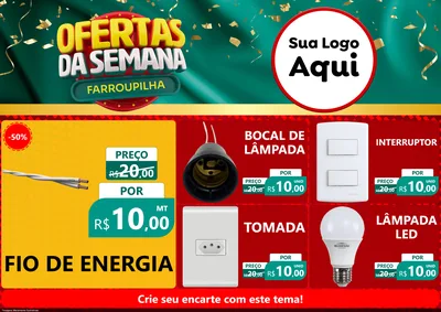 Modelo de Encarte para Encarte A4 Horizontal com o tema Ofertas da Semana Farroupilha para Materiais Elétricos