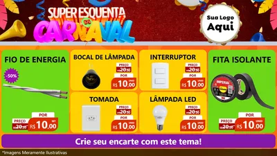 Modelo de TV para TV Horizontal com o tema Super Esquenta de Carnaval para Materiais Elétricos