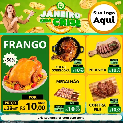 Modelo de Rede Social para Feed Facebook com o tema Janeiro Sem Crise para Assados