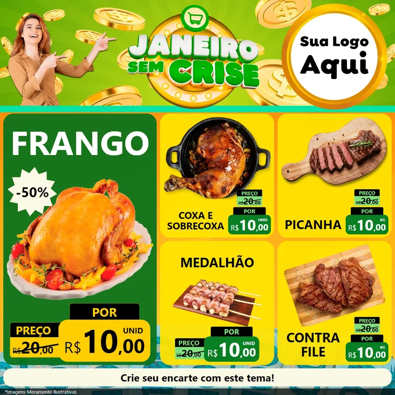Modelo de Rede Social para Feed Facebook com o tema Janeiro Sem Crise para Assados