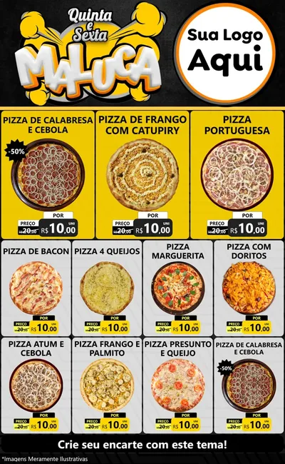 Modelo de Encarte para Encarte Grande com o tema Quinta e Sexta Maluca para Pizzaria
